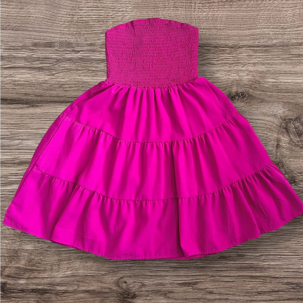 SHEIN Pink Smocked Tiered Mini Sundress Small - Picture 10 of 13